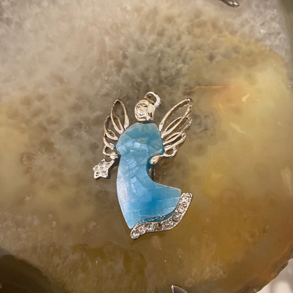 Vintage Angel blue & silver  1” + guc